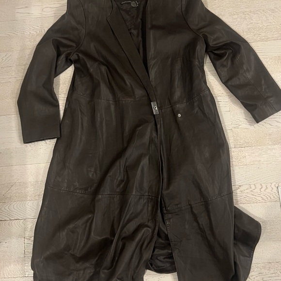Brown Soft Lined Leather 90s Trench - Picture 5 of 6